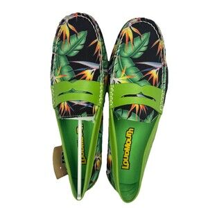 Loudmouth 10.5 Men’s Logan Driving Loafers Leather Bora Tropical Botanical NIB
